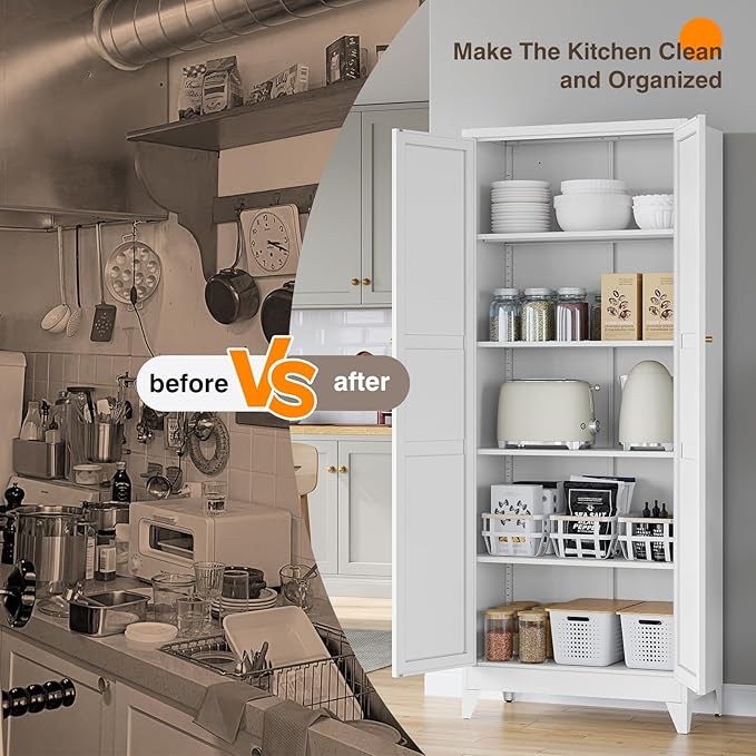 Yizosh Metal Pantry Cabinet, Cupboard - Image 7