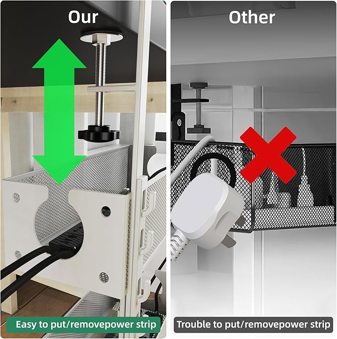 Multi-Model Under Desk Cable Management Tray 2 Packs Metal Under Desk Wire - Image 3