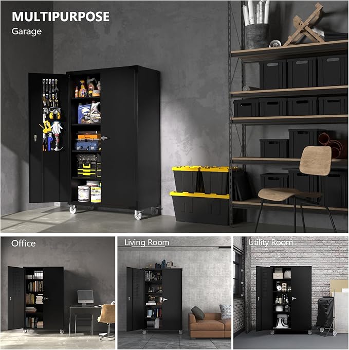 VINGLI Upgraded Wide & Deep Garage Storage Cabinet, Metal Storage Cabinet - Image 7