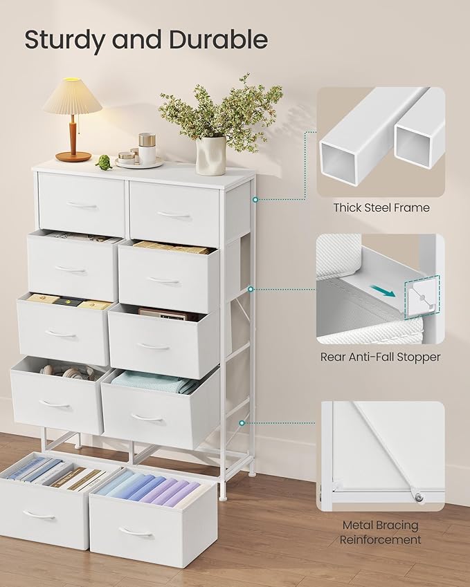 SONGMICS Dresser for Bedroom, Chest of Drawers, 10 Non-Woven Fabric Drawers - Image 6