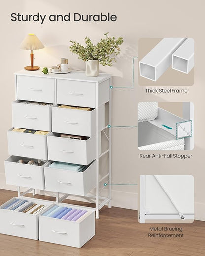 SONGMICS Dresser for Bedroom, Chest of Drawers, 10 Non-Woven Fabric Drawers - Image 6