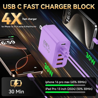 USB C Fast Charger Block, iPhone Charger Fast Charging Blocks 65W Multi Port - Image 2