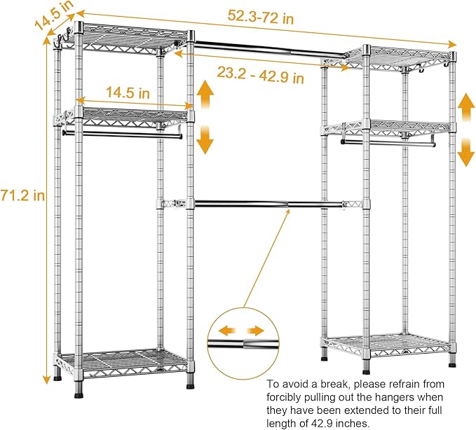 Ulif E7 Garment Rack, Heavy Duty Clothes Storage System - Image 5