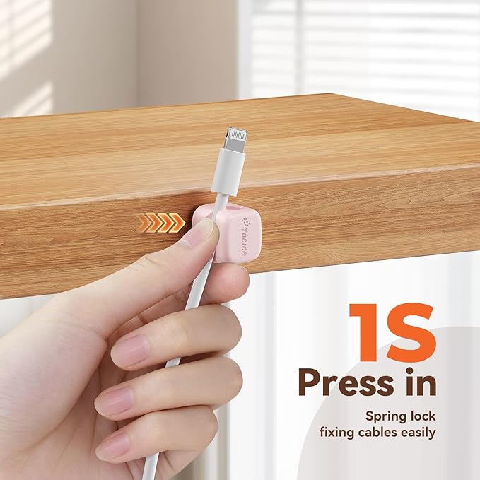 Yocice 12Pack Rotatable Cord Organizer, Spring Cable Clips Desk Cable - Image 5