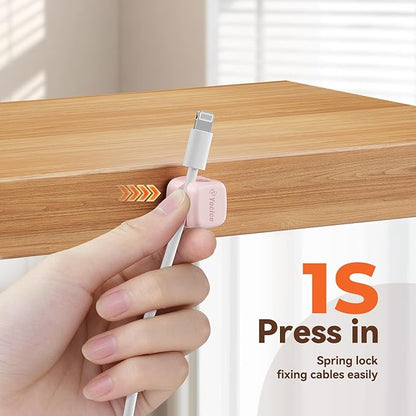 Yocice 12Pack Rotatable Cord Organizer, Spring Cable Clips Desk Cable - Image 5