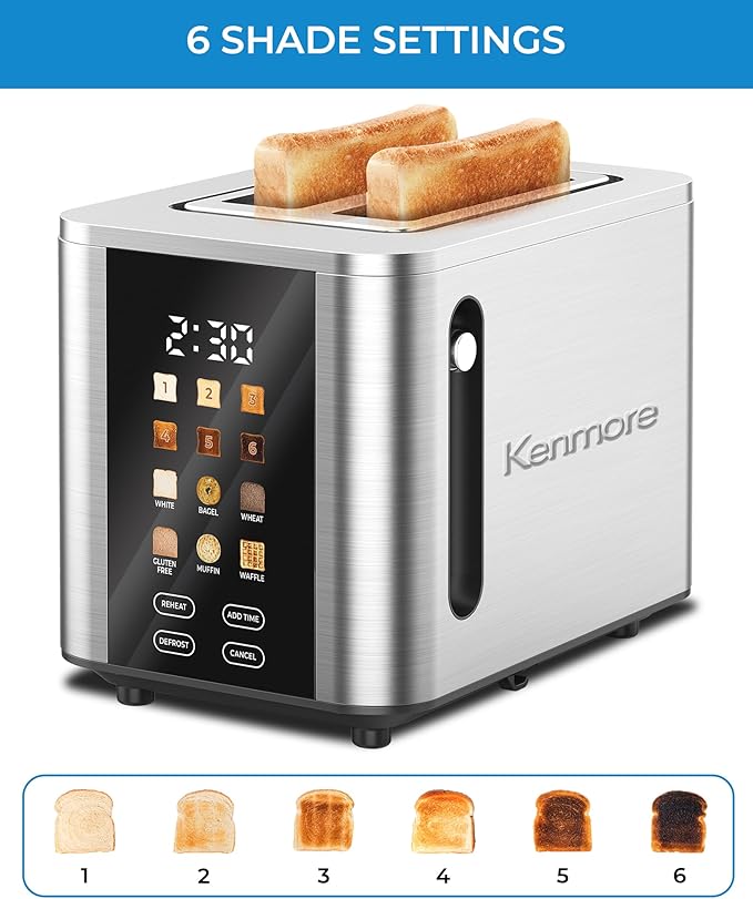 Kenmore 2-Slice Digital Touchscreen Toaster - 900W Stainless Steel - Image 4