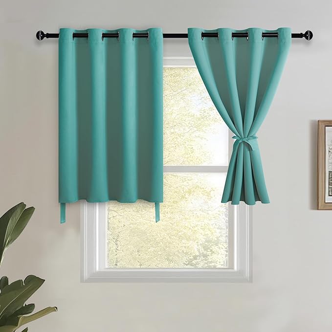 JIUZHEN Short Curtains Kitchen Half Window Blackout Curtains by JIUZHEN