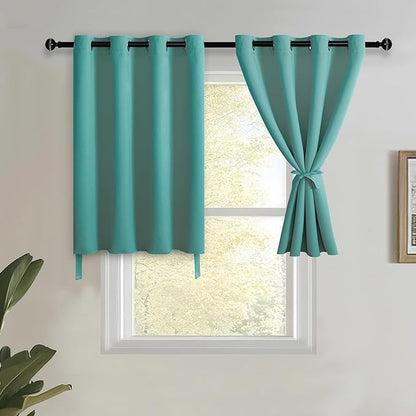 JIUZHEN Short Curtains Kitchen Half Window Blackout Curtains by JIUZHEN