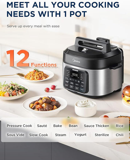 Midea WideMax 12-in-1 Electric Pressure Cooker, 6.5 Quart, 12 Presets, Rice - Image 2