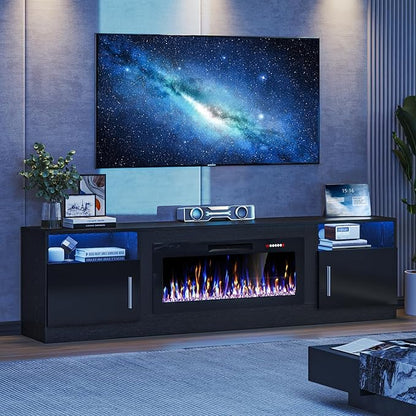 VITESSE TV Stand with 36" inch Electric Fireplace Up to 90" TVs, LED Light by Vitesse