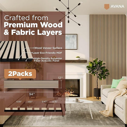 Avana Acoustic Wood Wall Panels – 94.4 x 12.6 Inch White Oak Acoustic Panels 2 - Image 4