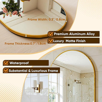 Arched Mirror 24"x36", Bathroom Mirror, Wall Mounted Vanity Mirror - Image 3