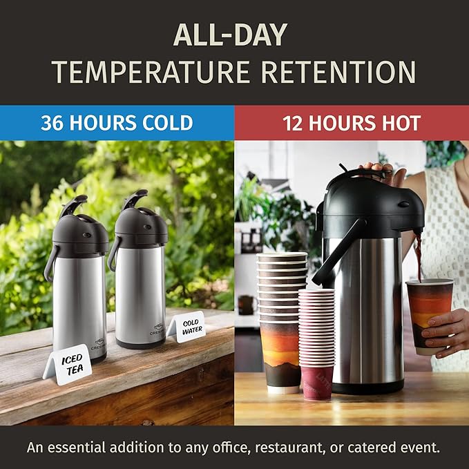 Cresimo Coffee Carafe with Pump - 102oz / 3L Airpot 12 Hours Large Hot Water - Image 2