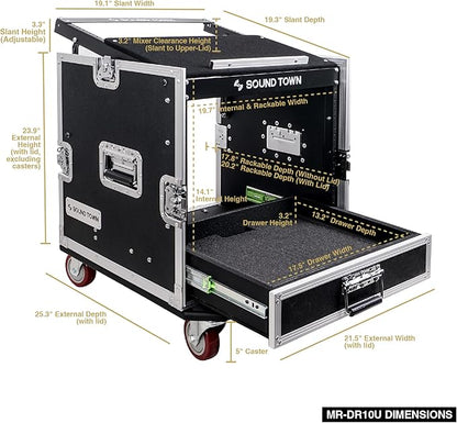 Sound Town 10U PA DJ Pro Audio Rack/Road ATA Case - Image 7
