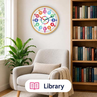 Roymnie Wall Clock for Kids Learning Battery Operated Teaching Silent 8" | Learning to Tell Time Easily Non Ticking Analog Colorful Teaching Time Clock Decorative for Kids Room Classroom School Modern