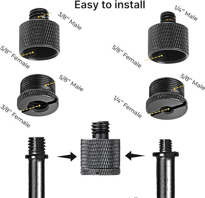 IXTECH Mic Stand Adapter Set 8 pieces Metal Microphone Stand Screw Thread - Image 4
