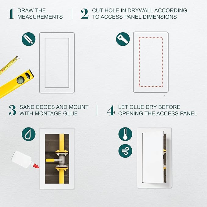 4" x 8" White Plastic Access Panel. Service Shaft Door Panel. Plumbing - Image 3