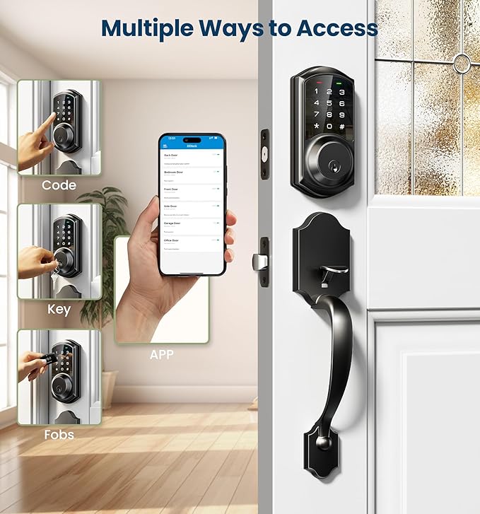 Veise VE06-H Smart Front Door Lock Set, App Control, Keyless Entry Deadbolt - Image 2