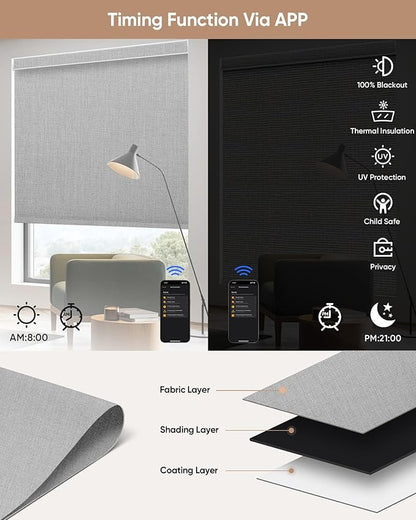 Kincmo Motorized Blinds with Remote, 100% Blackout Motorized Roller Shades Work - Image 4