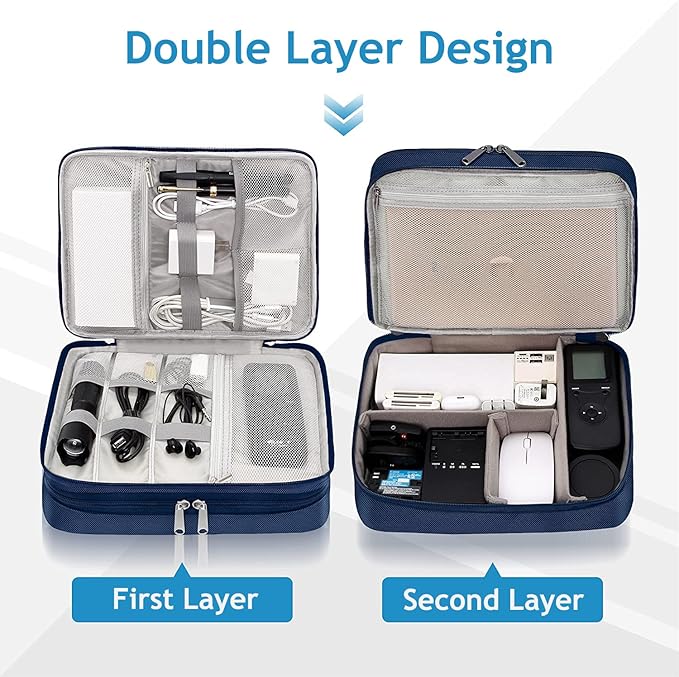 Electronics Travel Organizer, Double Layer Cable Organizer Bag Waterproof - Image 3