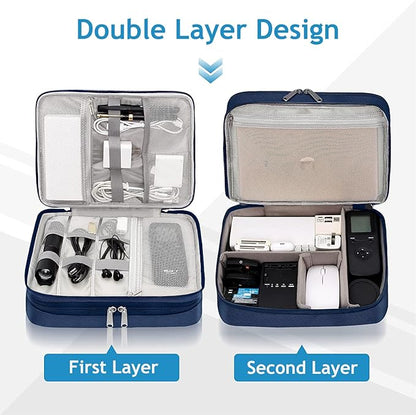 Electronics Travel Organizer, Double Layer Cable Organizer Bag Waterproof - Image 3