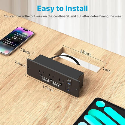 CCCEI 6 Outlets Dual Side Recessed Power Strip - Image 6