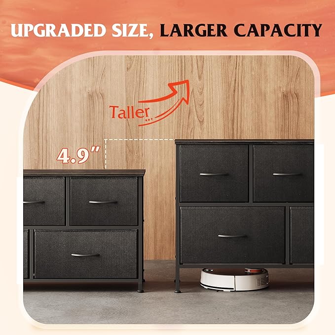 WLIVE Dresser for Bedroom with 5 Drawers, Long Fabric Dresser, Chest of Drawers - Image 7