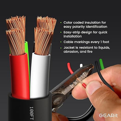 GEARit Outdoor Speaker Wire CL3 Rated, 14 Gauge Speaker Wire, Speaker Cable 100 - Image 6