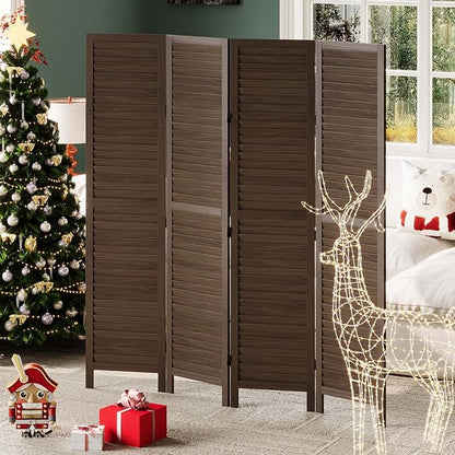 Room Dividers and Folding Privacy Screens, Wood Louvered Separators Divider Wall - Image 6