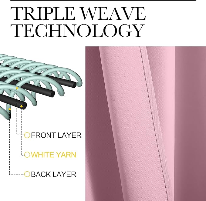 NICETOWN RV Blackout Curtains for Camper Windows, Rouge Pink, Kitchen Curtains - Image 3