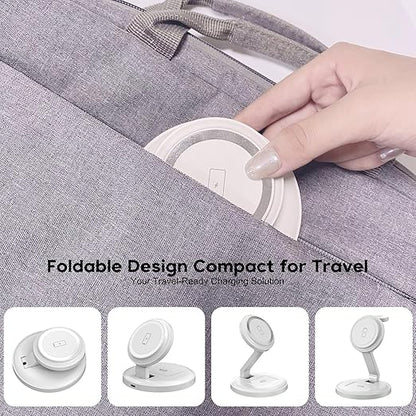 3 in 1 Foldable Magnetic Wireless Charging Station, iPhone Mag-Safe Charger - Image 7