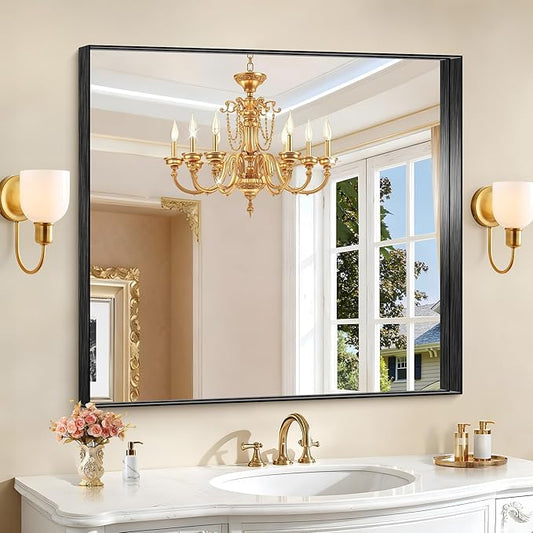 CIRCUMI Black Bathroom Mirror, Brushed Finish, Tempered Glass, Mirror by CIRCUMIMirror