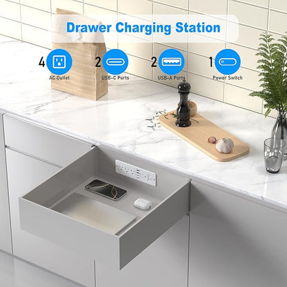 65W USB C Recessed Power Strip, Flush Mount Desktop Recessed Outlet - Image 2