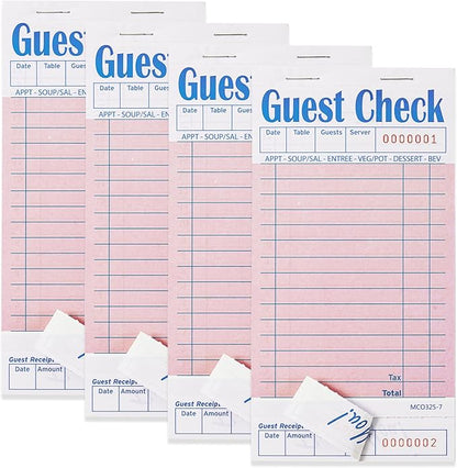 4 Pack Pink Guest Checks Books for Servers Server Note Pads, Waiter Checkbook by ZPARIK