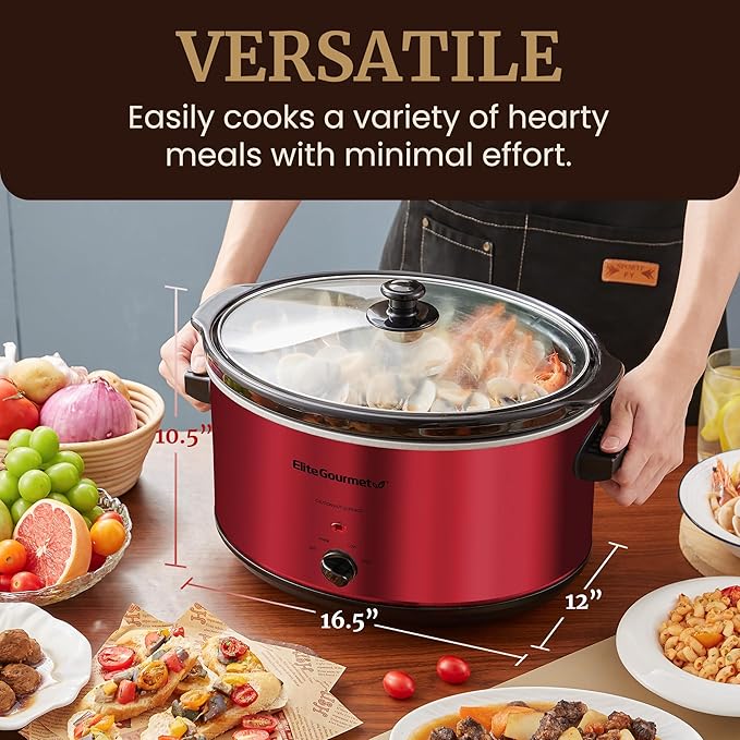Elite Gourmet MST-900RXT# Electric Ceramic XL Jumbo Slow Cooker, Adjustable Temp - Image 7