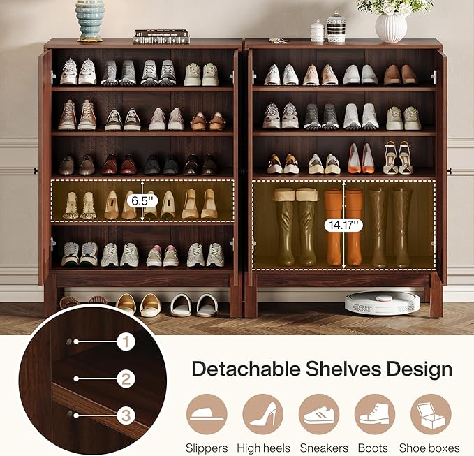 Tribesigns Shoe Cabinet with Doors, 5-Tier Shoe Storage Cabinet with Adjustable - Image 5