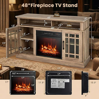 SIMOE 48 Inch Electric Fireplace TV Stand, TV Console - Image 7