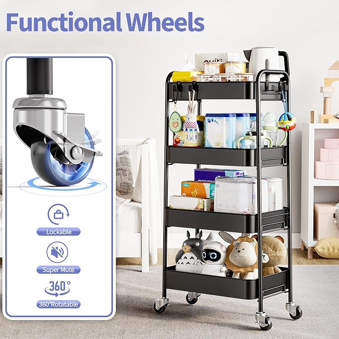 TOOLF 4-Tier Metal Rolling Cart - Image 4