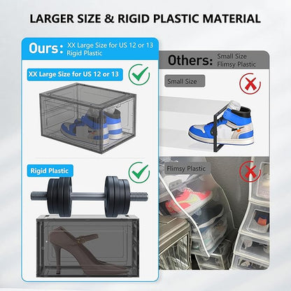 12 Pack Hard Sturdy Thickened Rigid XX Large Shoe Storage Organizer - Image 5