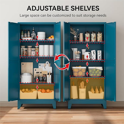 COFaR 61" Pantry Cabinet in Peacock Blue, Farmhouse Storage Cabinet - Image 5