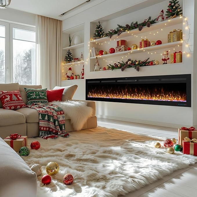 72 Inch WiFi-Enabled Recessed Electric Fireplace Inserts - Image 2