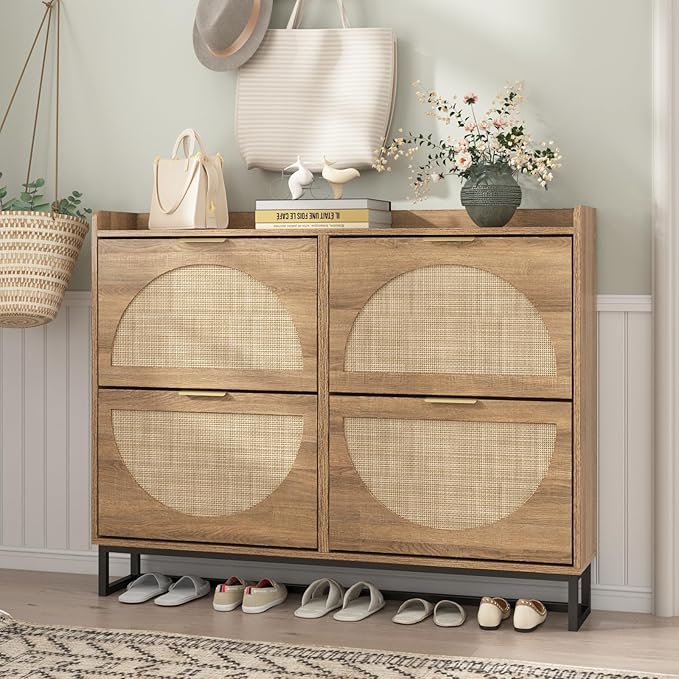 Maupvit Large Rattan Shoe Storage Cabinet - Image 9