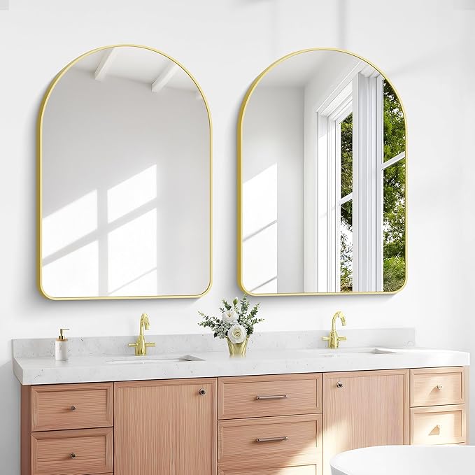 Arched Bathroom Mirror, Wall Mounted Mirror, Vanity Wall Mirror Metal Frame - Image 2