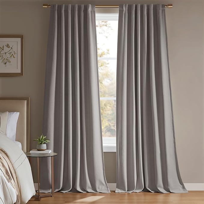 Madison Park Karien 100% Blackout Curtains 52x84 – Grey, 2-Layer Noise Blocking by MADISONPARK