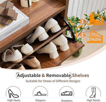 Narrow Shoe Cabinet with 2 Flip Drawers - Image 7