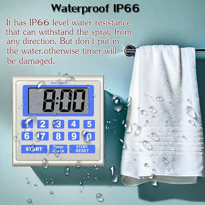 NUOSWEK Digital Timer Waterproof Shower Timer Shower Clock Direct Digit Entry - Image 3