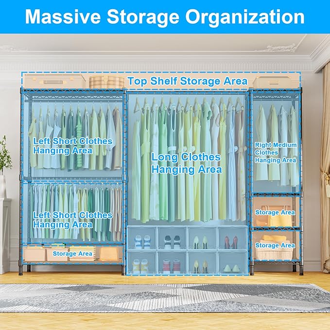 Ulif E10 Clothes Rack（With Stretchable Hanger Rod）Freestanding Clothing Racks - Image 3