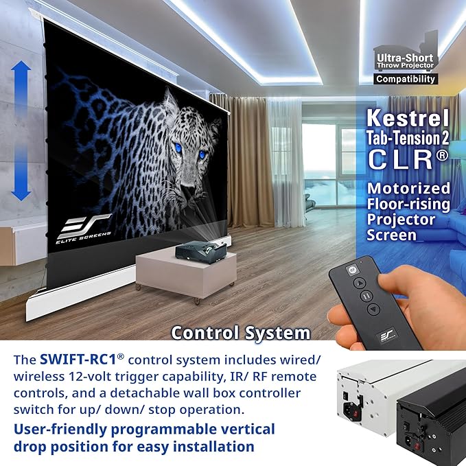 Elite Screens Kestrel Tab-Tension CLR, 101 inch 16:9, Ultra-Short Throw Ceiling - Image 5