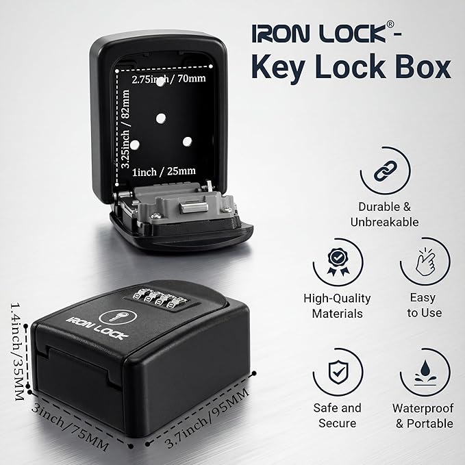 Iron Lock® Key Lock Box Wall Mount – Waterproof Heavy Duty Metal Lock Box - Image 4