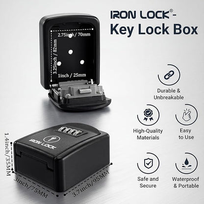 Iron Lock® Key Lock Box Wall Mount – Waterproof Heavy Duty Metal Lock Box - Image 4